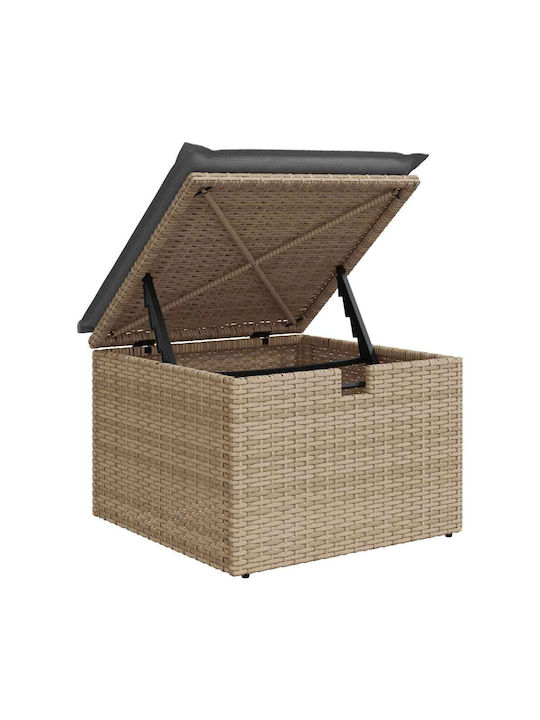 Γωνιακός Καναπές Εξωτερικού Χώρου Rattan με Μπαούλο και Μαξιλάρια 55x55cm