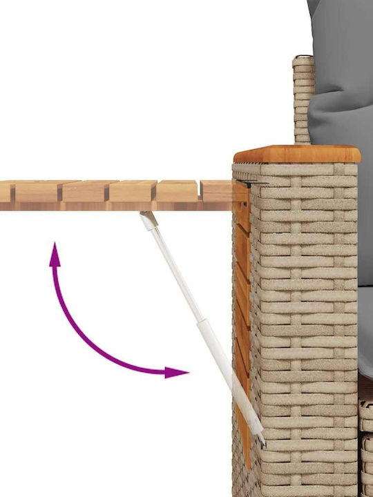 Corner Outdoor Sofa Rattan with Chest and Cushions 55x55x69cm