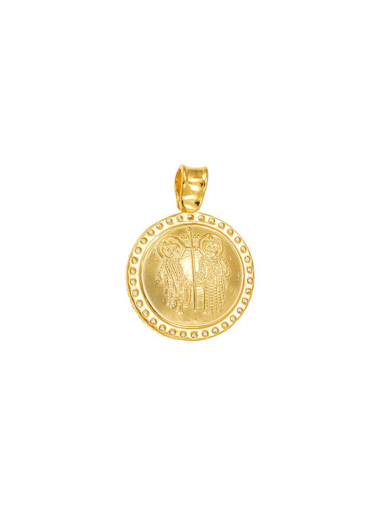 Kritsimis Charm Talisman Constantine from Gold 9 K with Zircon