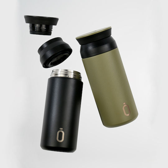 Runbott Ποτήρι Θερμός Ανοξείδωτο BPA Free 350ml Χακί με Επιστόμιο