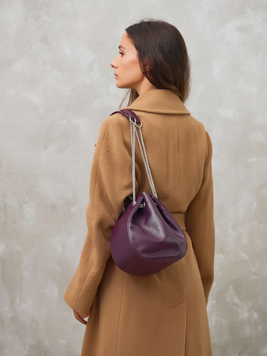 Leder Damentasche Schultertasche Lila