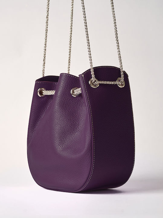 Leder Damentasche Schultertasche Lila