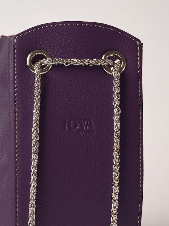 Leder Damentasche Schultertasche Lila