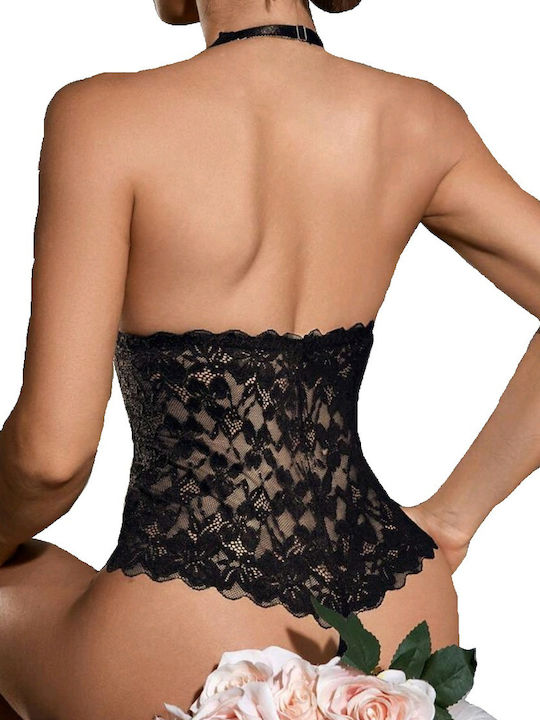 Tatu Moyo Sexy Κορμάκι με Δαντέλα Μαύρο