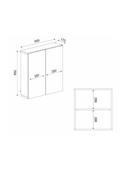 Megapap Binary Καθρέπτης Μπάνιου από Μοριοσανίδα 60x17.2cm Λευκός