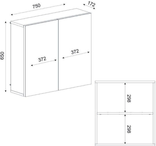 Megapap BINARY Badezimmerspiegel aus Spanplatte 75x17.2cm Weiß