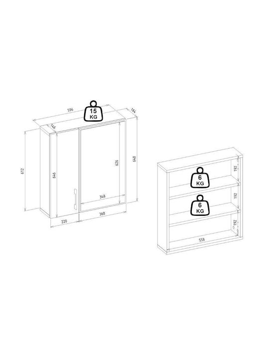 Megapap Ditto Badezimmerspiegel aus Spanplatte 59.6x16.4cm Weiß