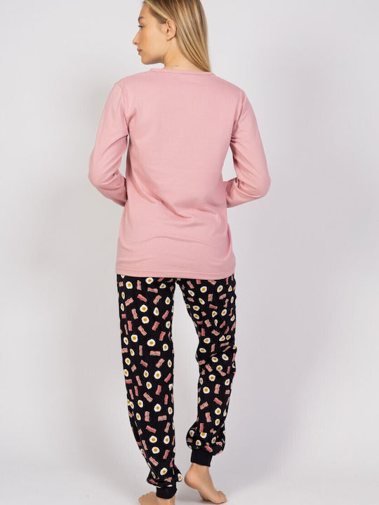 Cherry Underwear Χειμερινό Γυναικείο Σετ Πιτζάμας Ροζ