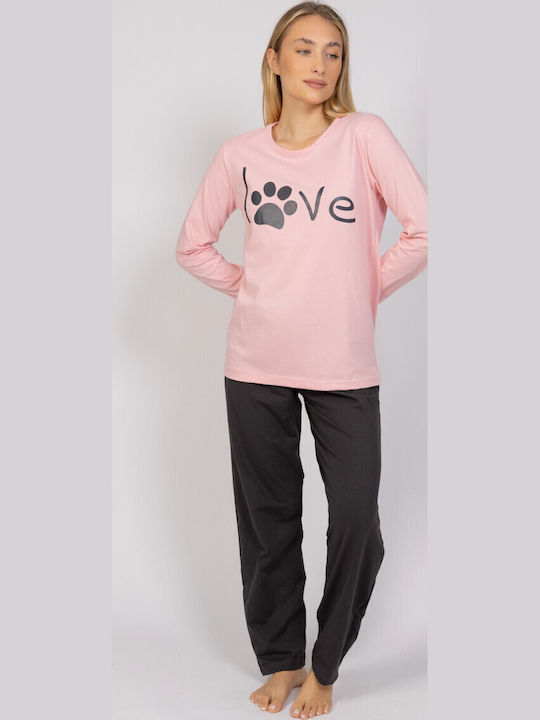Cherry Underwear Winter Damen Pyjama-Set Pink