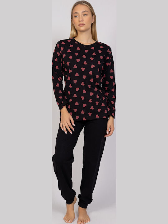 Cherry Underwear Winter Damen Pyjama-Set Black