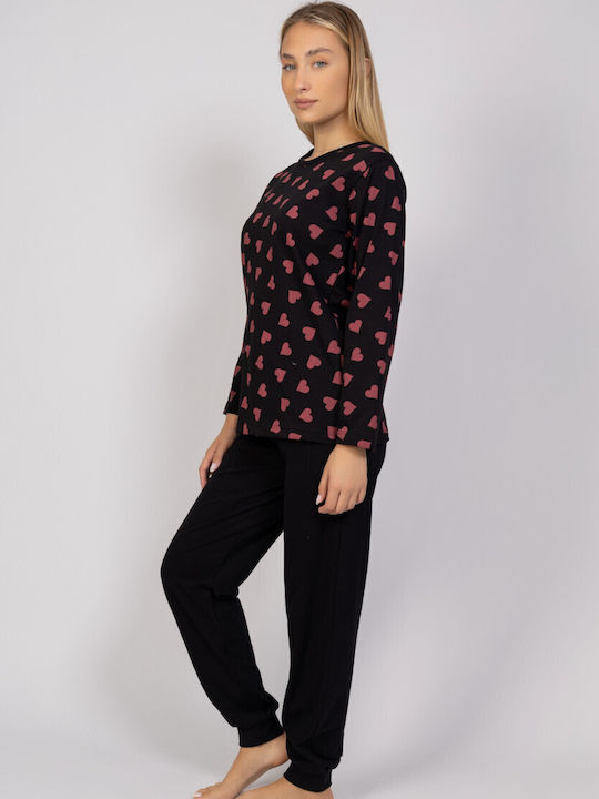 Cherry Underwear Winter Damen Pyjama-Set Black