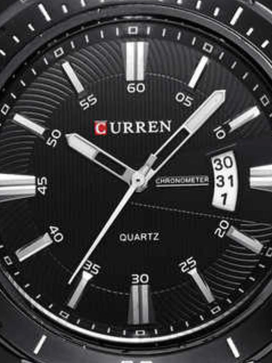 Curren Ανδρικό Ρολόι 24mm Μπαταρίας με Μαύρο Μεταλλικό Μπρασελέ