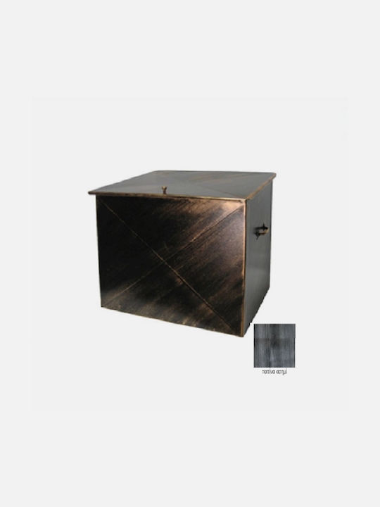 GTMED Metallic Box Wood Storage 63x54x44cm Silver