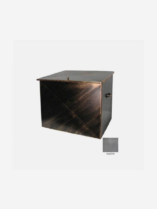 GTMED Metallic Box Wood Storage 63x54x44cm Silver