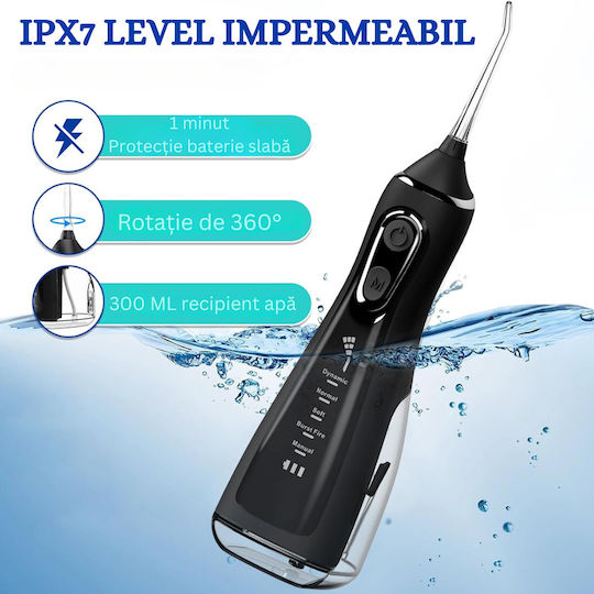 Irigator Oral Profesional Fără Fir Birai Aparat de Curățare Dentară cu Apă Portabil L15 Inteligent Eficient 5 Programe de Lucru 1800 Pulsuri Min IPX7 Rezistent la Apă Rotire 360 de Grade 4 Capete