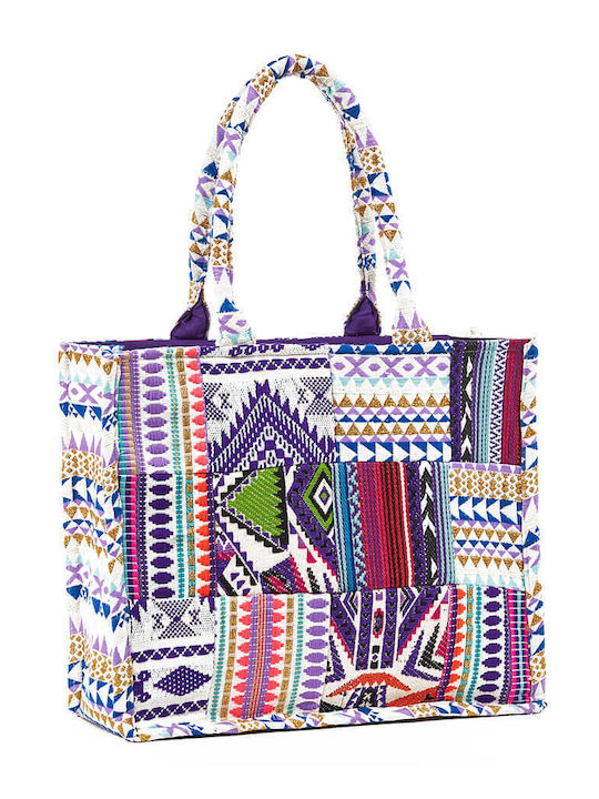 Verde Geantă De Plajă Din Material Textil Violet