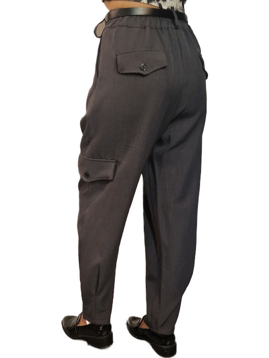 Women's Fabric Cargo Trousers Grey
