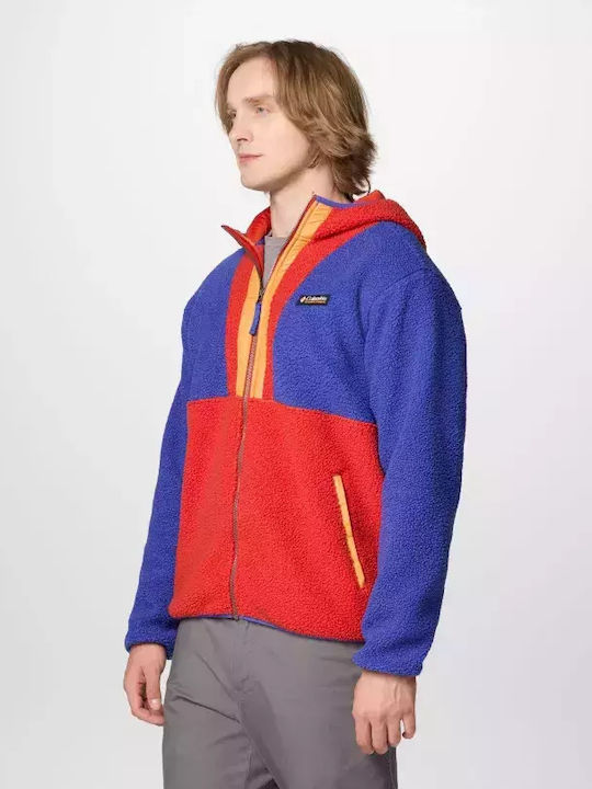 Backbowl Ii Men's Fleece Cardigan with Hood Clematis Blue, Sail Red