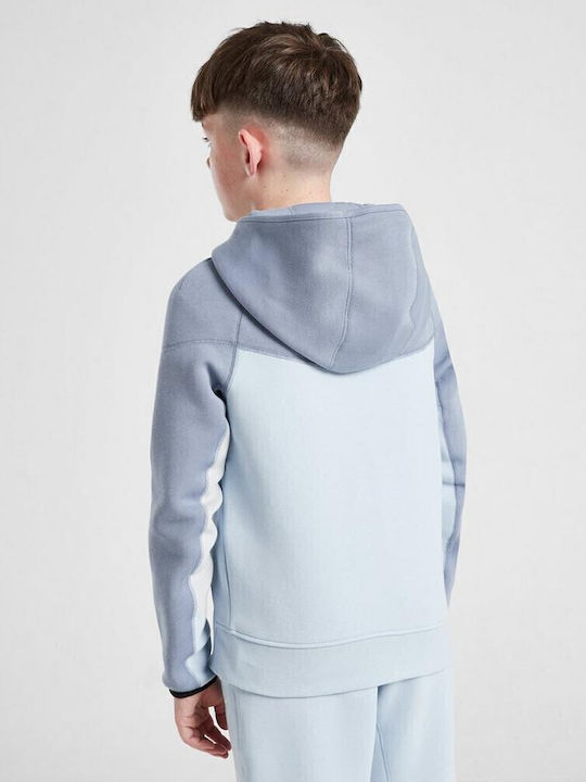 Fleece Kids Sweatshirt Cardigan with Hood and Pockets Light Blue Nsw Tech