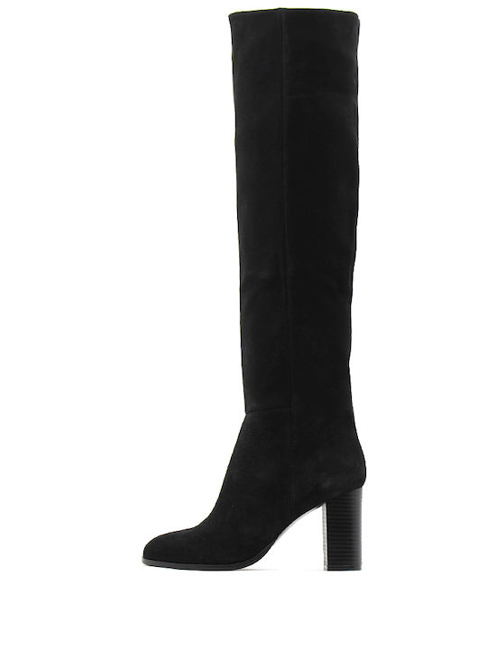 Fardoulis Suede Women's Boots with High Heel Black