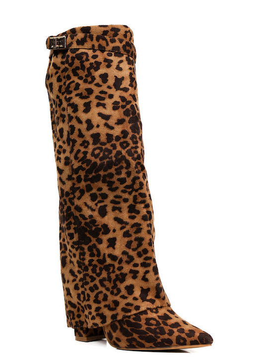 Leopard Leopard Boots Gold Buckle