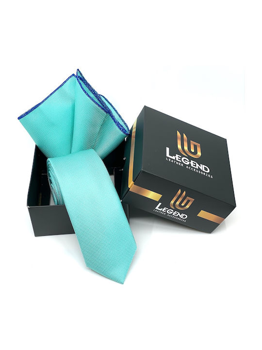 Legend Accessories Men's Tie Set Synthetic Monochrome In Turquoise Colour