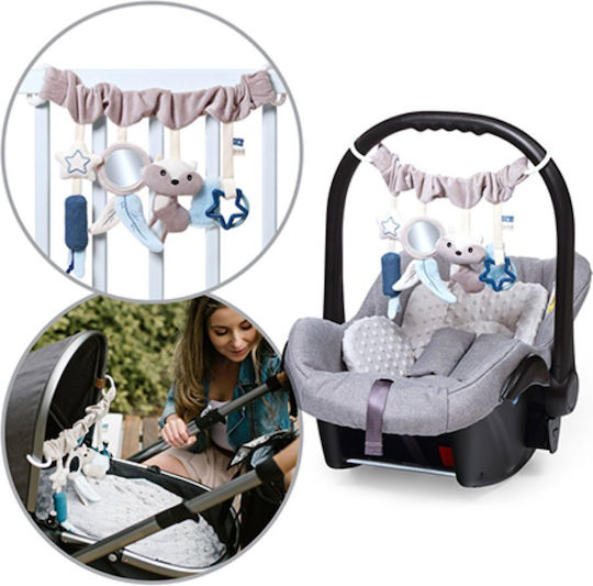 Babyono Hängendes Babyspielzeug für Kinderbett und Kinderwagen mit Beißring und Spiegel Raccoon für Neugeborene