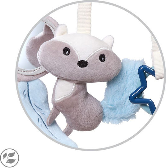 Babyono Hängendes Babyspielzeug für Kinderbett und Kinderwagen mit Beißring und Spiegel Raccoon für Neugeborene