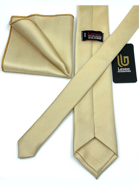 Legend Accessories Set de Cravată pentru Bărbați Sintetic Monocromie în Culorea Bej Legend Accessories Set de Cravată pentru Bărbați Sintetic Monocromie în Culorea Bej