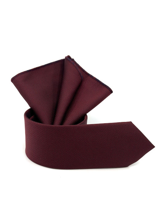 Legend Accessories ΤΥΠΟΥ OXFORD Σετ Ανδρικής Γραβάτας Συνθετική Μονόχρωμη σε Μπορντό Χρώμα