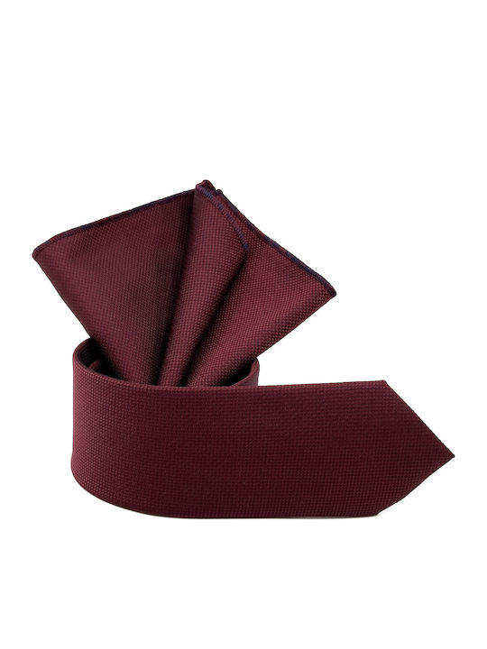 Legend Accessories ΤΥΠΟΥ OXFORD Σετ Ανδρικής Γραβάτας Συνθετική Μονόχρωμη σε Μπορντό Χρώμα