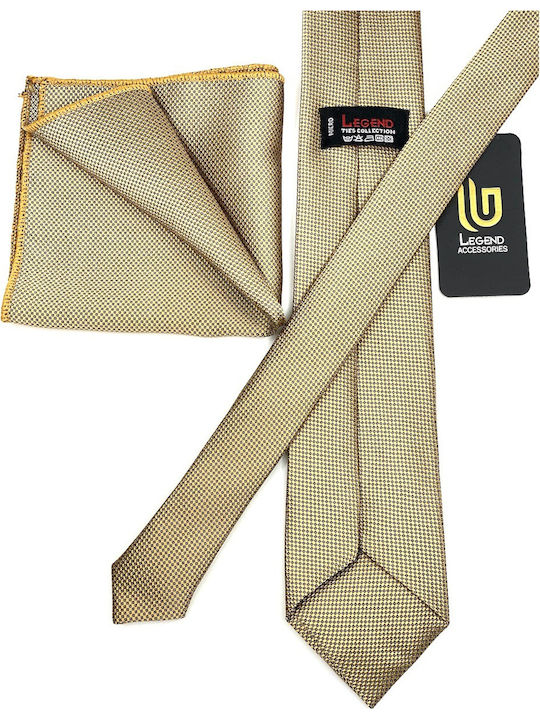 Legend Accessories Men's Tie Set Synthetic Monochrome Beige Orange