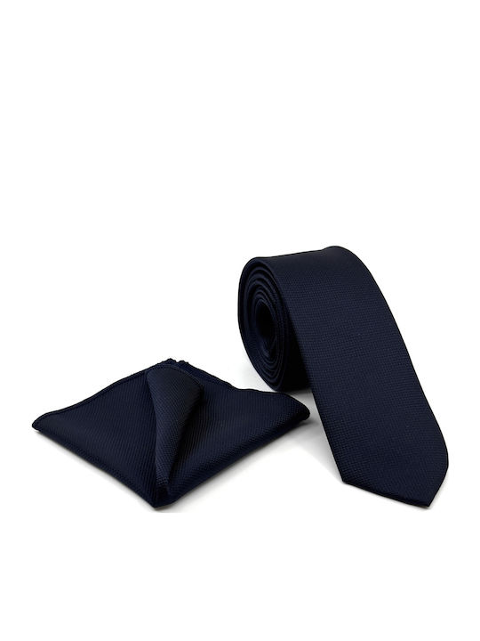 Legend Accessories Σετ Ανδρικής Γραβάτας Συνθετική Μονόχρωμη σε Navy Μπλε Χρώμα -NAVY