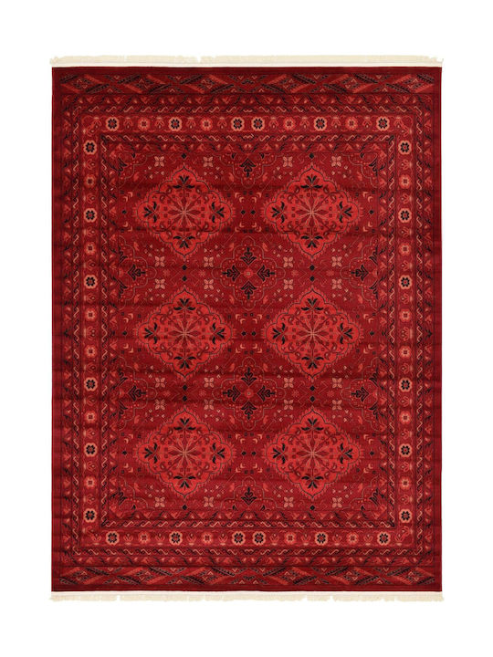 Saray Home Bokhara Wohnzimmer Teppich Rechteckig mit Fransen Bordeaux 275x365cm
