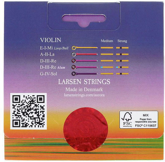 Larsen Set of Synthetic Core Strings for Violin 3/4 / 1/2 Aurora 3/4 Medium