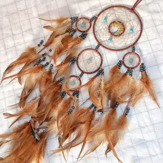 SP Souliotis Decorative Dreamcatcher Handmade Brown Made of Fabric 80x80cm