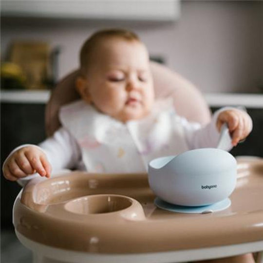 Babyono Детска Купа За Хранене от Силикон Син