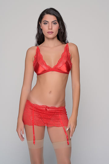 Milena by Paris Strumpfbänder mit Spitze Rote