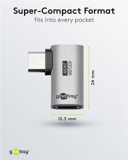 Goobay Adapter USB-C 74441 Gewinkelt 90° USB4 240W 40Gbps 8K Grau