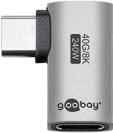 Goobay Adapter USB-C 74441 Gewinkelt 90° USB4 240W 40Gbps 8K Grau