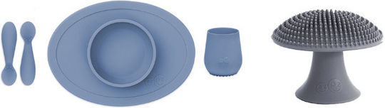 Ezpz Set Essgeschirr Tiny aus Silikon Blau 4Stück