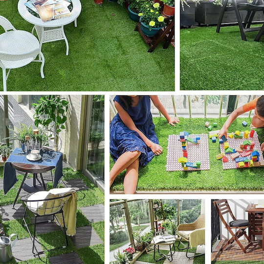 Artificial Grass In Tiles Green Beautiful 30x30cm Connected Pleasant Feet