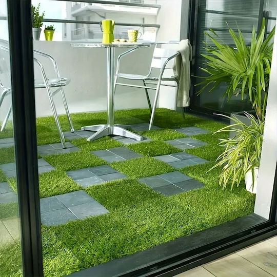 Artificial Grass In Tiles Green Beautiful 30x30cm Connected Pleasant Feet