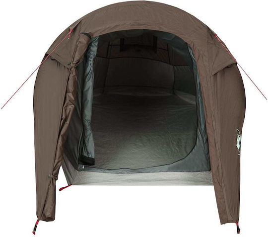 vidaXL Summer Camping Tent Tunnel Brown for 2 People 272x233x90cm