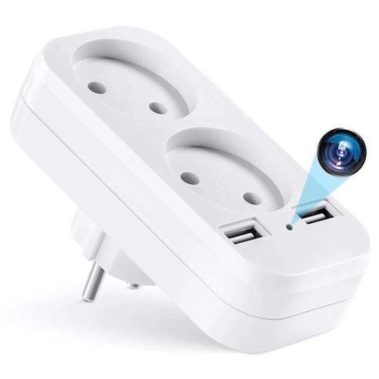 Cameră Spion Adaptor Dublu Iuni Ad1 8 Gb Wi-fi Full Hd Senzor de Mișcare