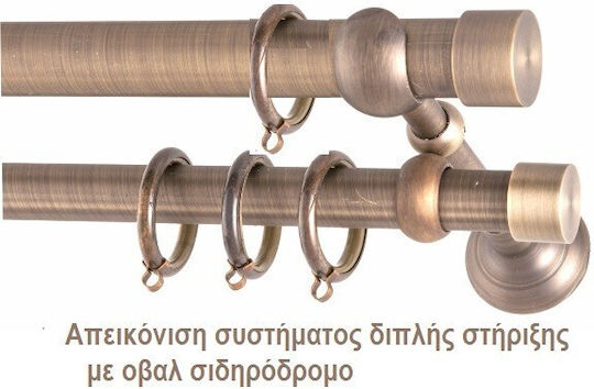 Frans Metallisch Vorhangstange Galea Strass Doppel mit Schiene Φ25mm 160cm Antik