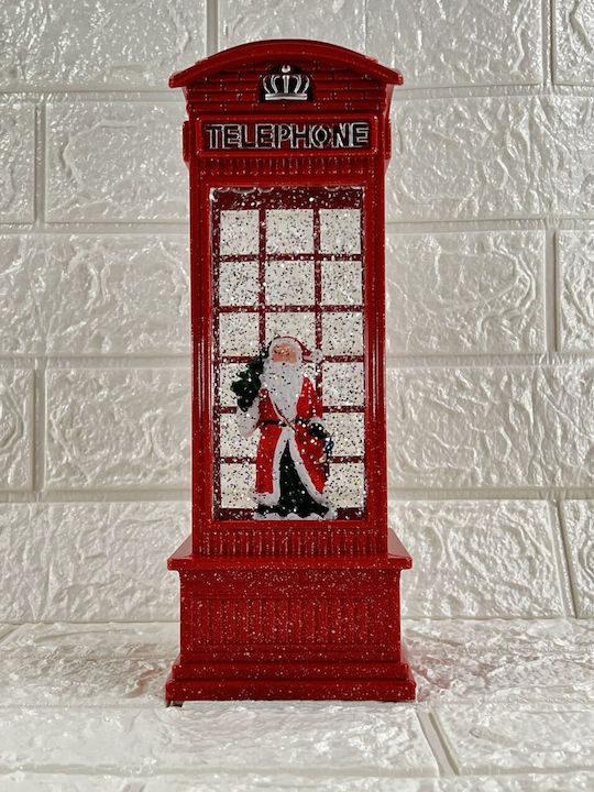 Christmas Decorative Lighted Telephone Booth with Santa Claus 10x10x26cm