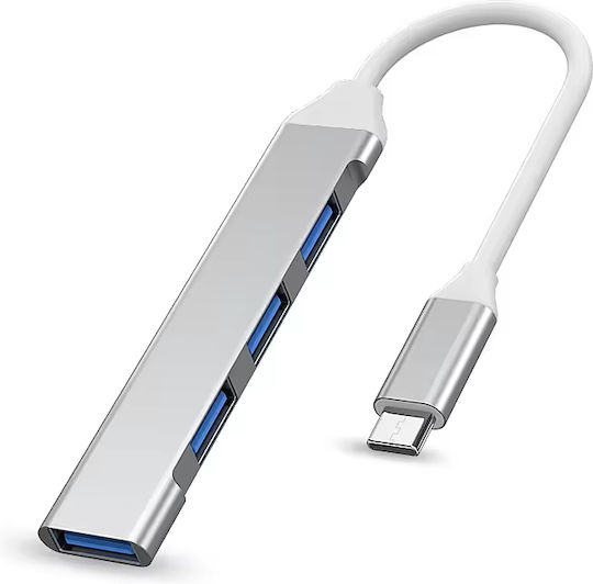 ATC Hub 4 Θυρών USB 2.0 με σύνδεση USB-C Γκρι