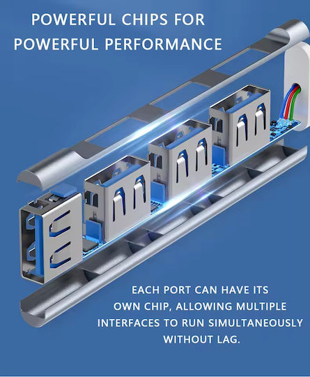 ATC Hub 4 Θυρών USB 2.0 με σύνδεση USB-C Γκρι