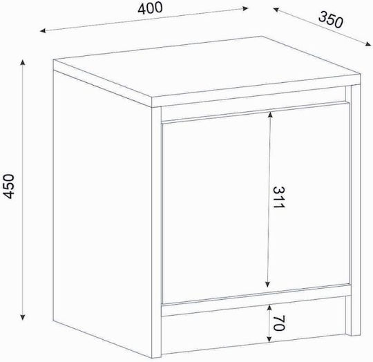 Conve Bedside Table Wooden Beige 40x35x45cm GP042-0269 1